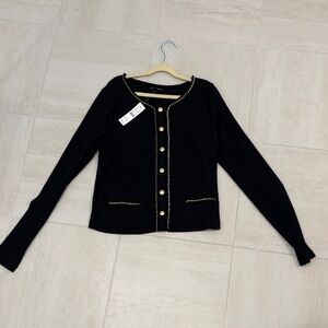 J. Crew Black Button Down Shirt with Gold Trim